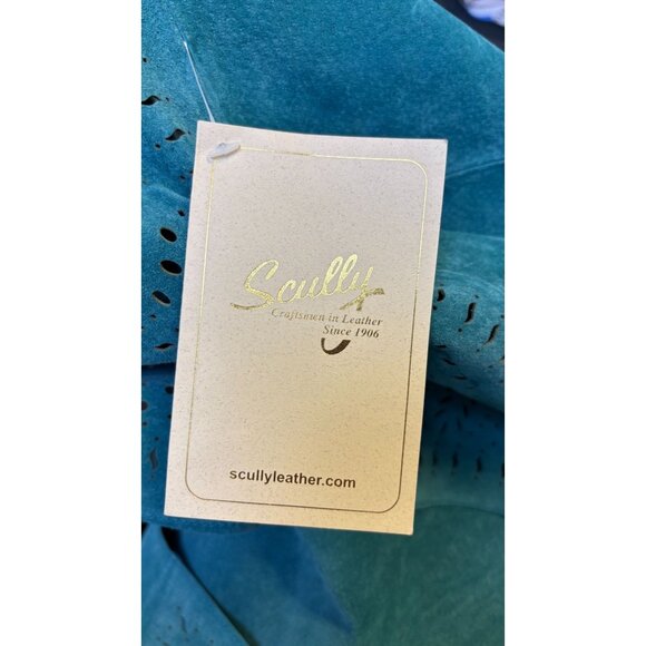 NWT Scully Teal Laser Cut Suede Fringe Vest Size L - Picture 7 of 7